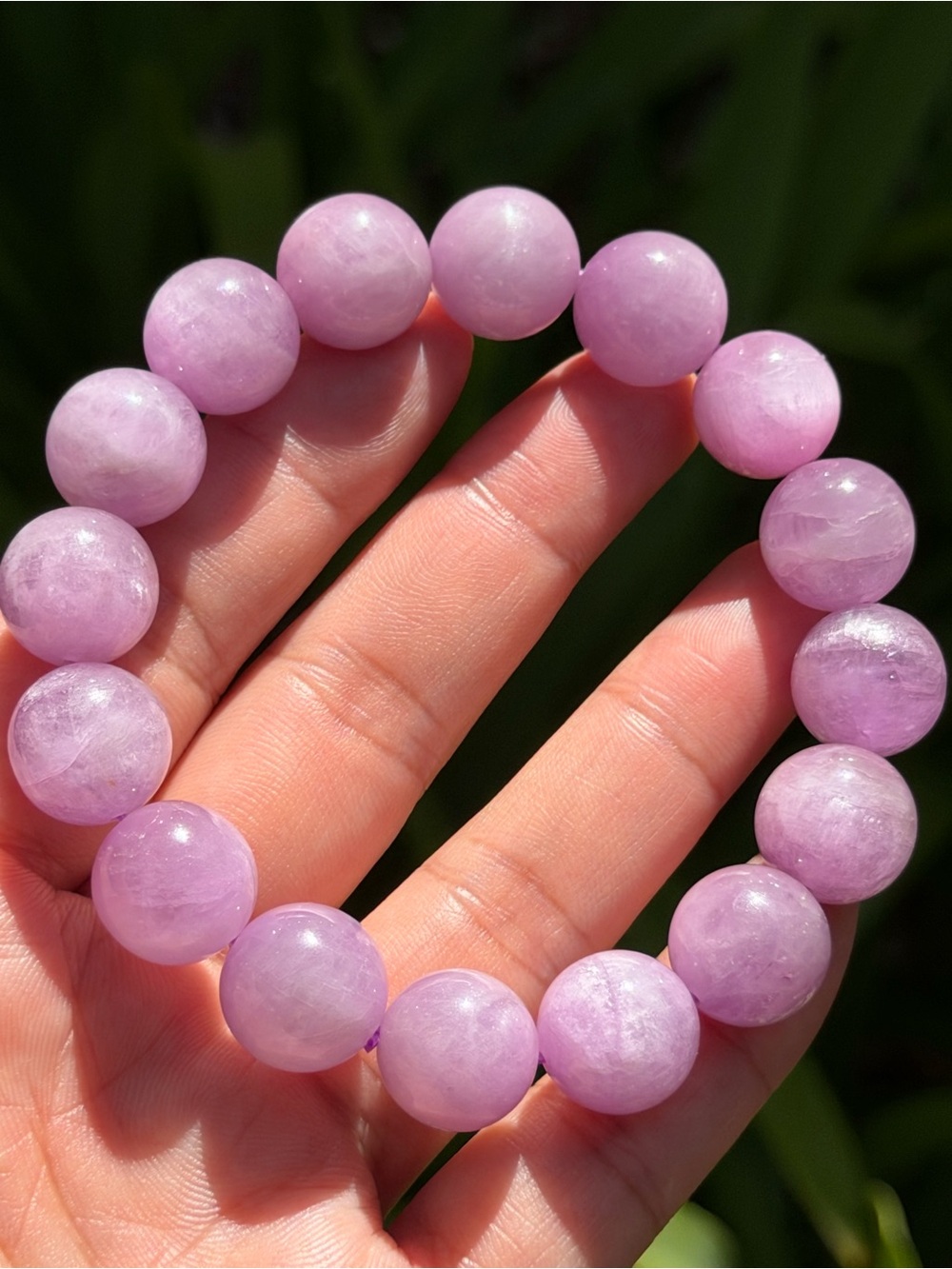 13.5mm Cat Eye Kunzite Crystal Gemstone Stretch Bracelet 2247